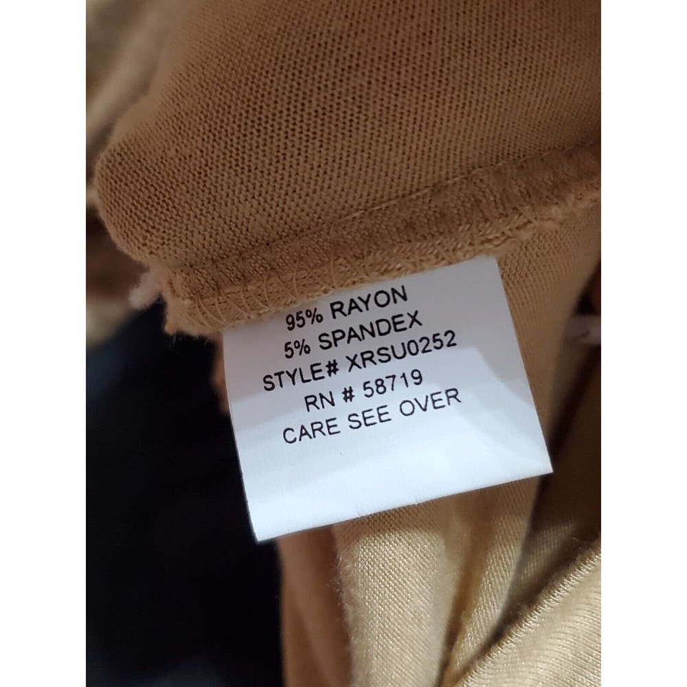 Ny Collection Woman's Khaki Rayon Long Sleeve Ruffle Pullover Top Shirt Size M - Picture 10 of 11
